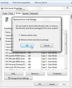 Remove the HP P2055dn driver and driver package