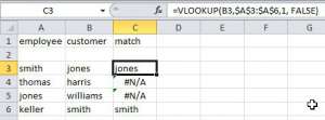 Excel compare columns with VLOOKUP