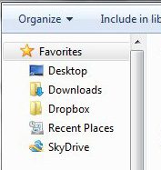 locate the skydrive folder in windows 7