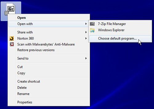 restore windows explorer as windows 7 default zip program