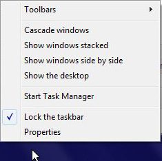 windows 7 taskbar shortcut menu