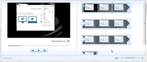 windows live movie maker main sections