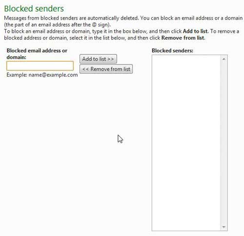 how to block an email address in hotmail