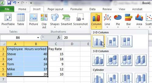 how to create a chart in excel 2010
