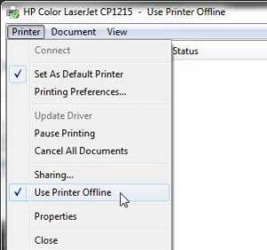 how do i change my printer from offline to online in windows 7