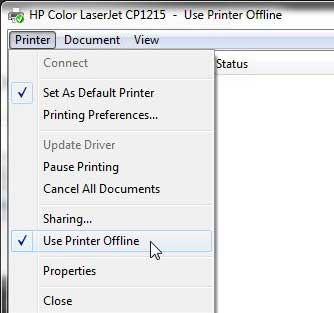 how do i change my printer from offline to online in windows 7