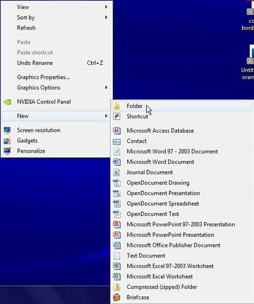 how to create a folder on your desktop in windows 7