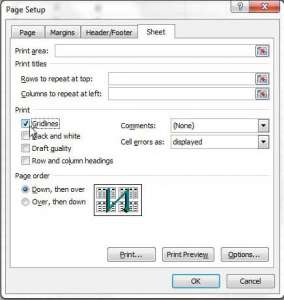 printing excel borders in excel 2010