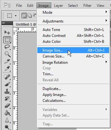 change the image size in photoshop cs5