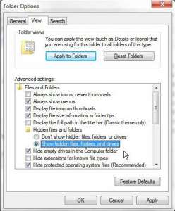 how to show hidden files and folders in windows 7