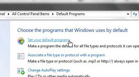 windows 7 set your default programs