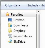 find your skydrive folder in windows 7