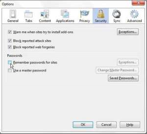 how to stop firefox from asking to remember passwords