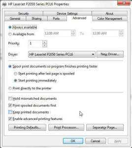 how to adjust the print spooler on the hp laserjet p2055