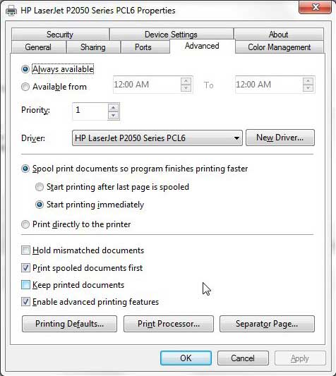 how to adjust the print spooler on the hp laserjet p2055