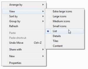 how to change the folder view in windows 7