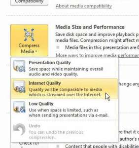 how to compress video and audio in powerpoint 2010