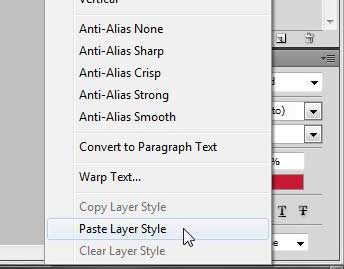 paste the copied layer style