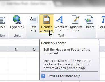 how to make a custom header in excel 2010