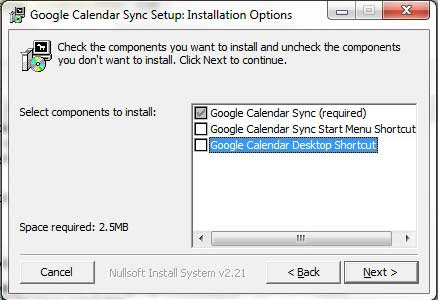 google calendar sync installation