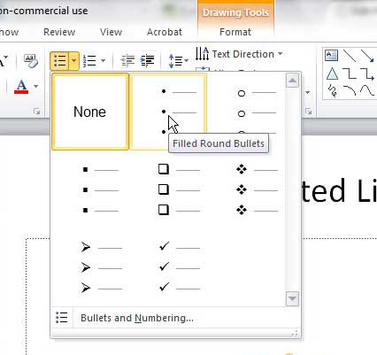how to insert bullets in powerpoint 2010