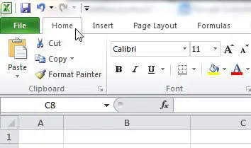 click the Excel Home tab