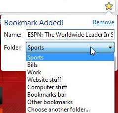 adding new bookmark to organizational system