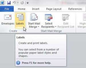 how to print address labels from word 2010
