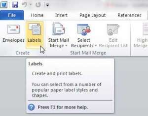how to print address labels from word 2010