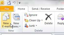 create a new message in outlook 2010