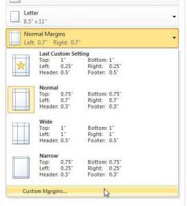 how to set print margins in excel 2010
