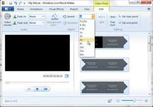 how to speed up a windows live movie maker video