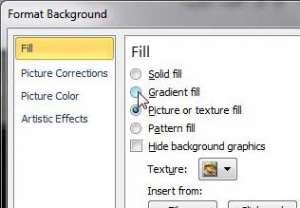 how to use a gradient as a background in powerpoint 2010