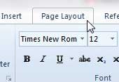 word 2010 page layout tab