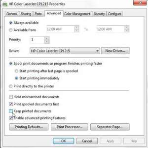 keep printed documents in your hp laserjet cp1215 print queue