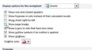 how to show page breaks in excel 2010