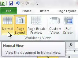 how to get out of header and footer view in excel 2010