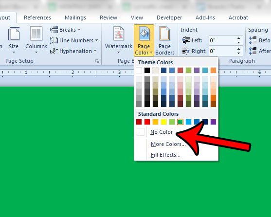 how to change background color in word
