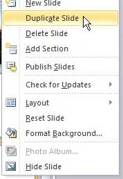 how to duplicate a slide in powerpoint 2010