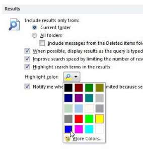 change the color of highlighted search terms in outlook 2010
