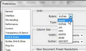 change ruler from inches to pixels photoshop cs5
