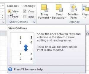 how to remove gridlines from view in excel 2010