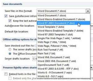 save as doc by desault in word 2010