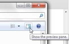 how to show the preview panel at the right side of windows 7 folder