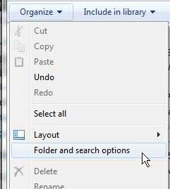 windows 7 folder and search options menu