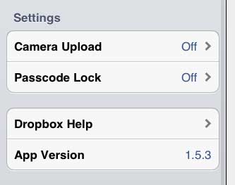 ipad dropbox camera upload menu