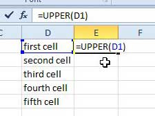 how to make all text uppercase in excel 2010