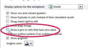 hide zeroes in excel 2010