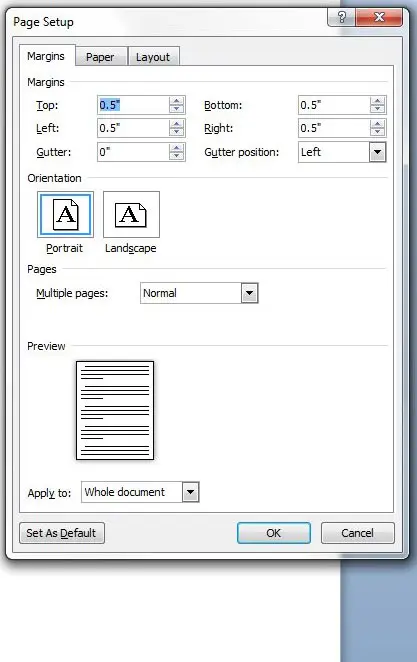 how to adjust page margins in word 2010