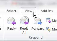 click view tab in outlook 2010